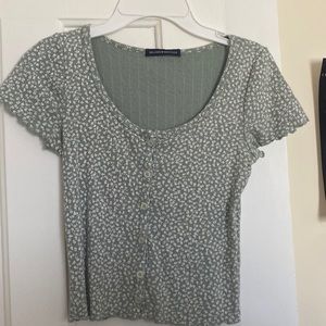 Brandy melville Floral green T shirt